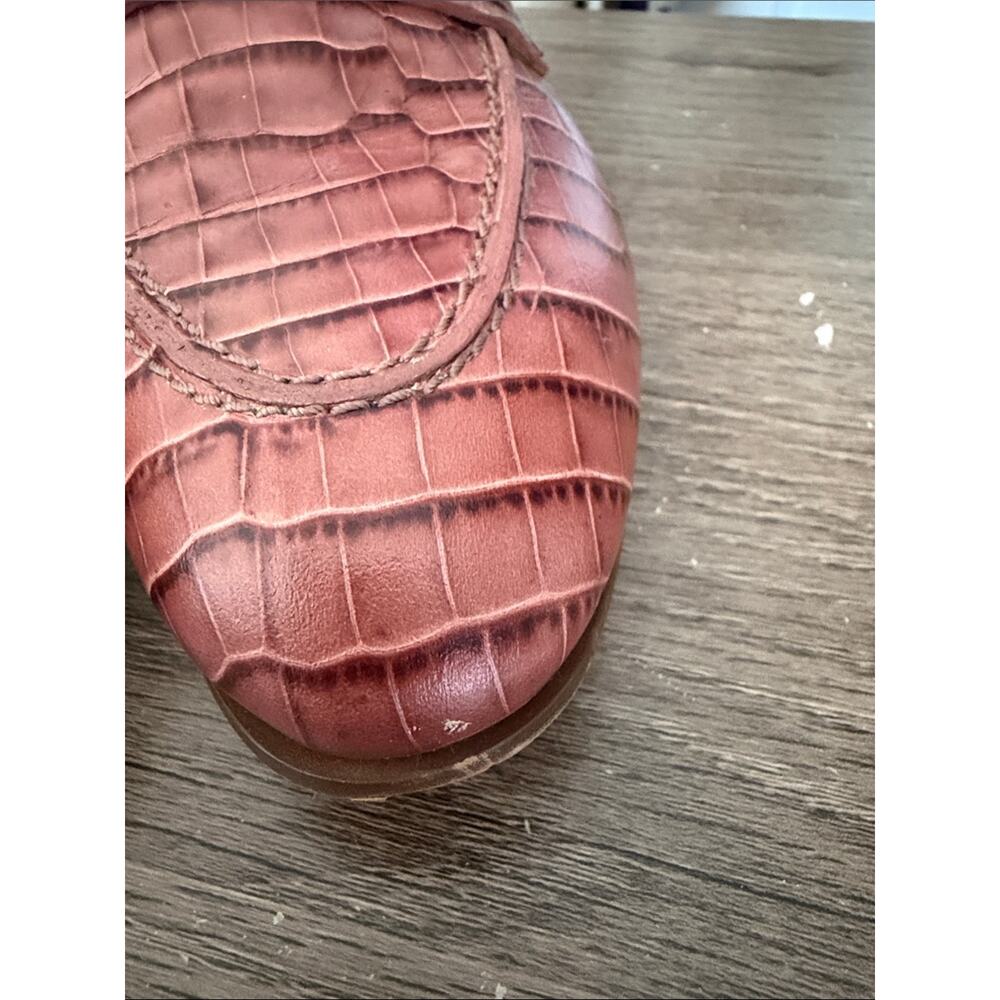 J. Crew Academy Penny Leather Loafers Size 8.5 Croc Embossed Pinkish Brown - Picture 9 of 9